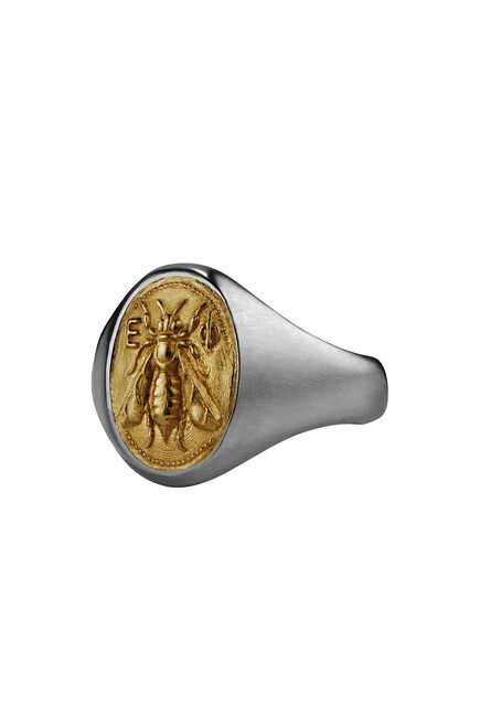 Petrvs® Bee Pinky Ring, 18k Yellow Gold & Sterling Silver